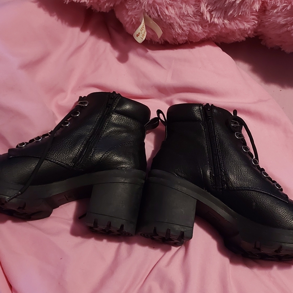 Black Chunky Heel Ankle Boots